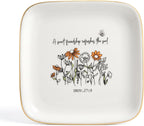 Friendship Gift for Women, Christian Bible Verse Jewelry Dish Trinket Tray-A Sweet Friendship Refreshes the Soul-Proverbs 27:9, Square Ceramic Jewelry Dish Gift for Sister BFF