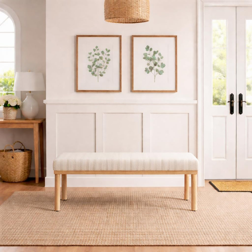 HomePop 47.5" Oslo Bench - Marigold Pinstripe Fabric