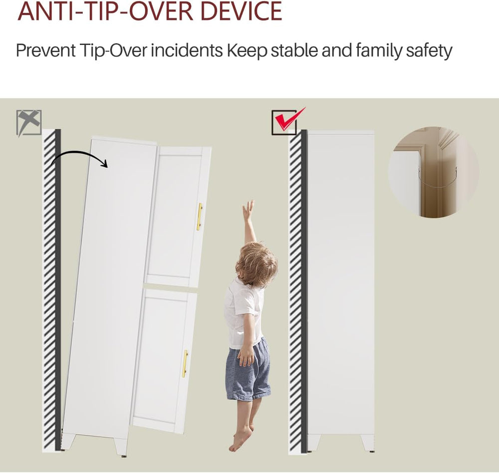 Metal Armoire Wardrobe Closet Storage Cabinet with Hanging Rod,71'' M...