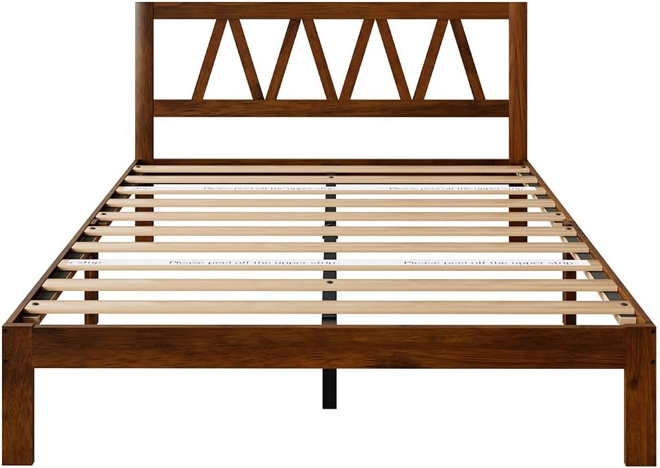 Novilla 12 Inch Queen Bed Frame with Headboard Bed Frame Queen Size Solid Woo...