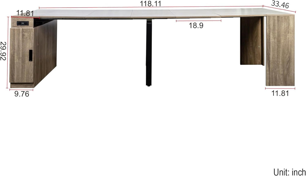 Extendable Dining Table with Storage, Transformer Extra Console Table for 1-1...