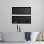 Achelous Stainless Steel Wall Insert Niche - 30" X 12", No Tile Needed, Recessed Shower Shelf Organizer, Matte Black
