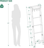 Blanket Ladder Shelf for Living Room, Decorative Quilt Rack with Storage Shelf, 6-Tier Farmhouse Ladder Holder Organizer with 4 Removable Hooks for Bedroom, Black BR35804B