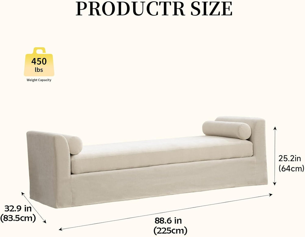 Chifee & Vingol 88.6" W Oversized Chaise Lounge Upholstered Bedroom ...