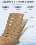 NAVINE Adjustable HDPE Pool Lounge Chairs Set of 2 with Headrest, Teak | All Weather, Weighted Fade-resistant Chaise Chairs, Pool Chairs and Lounger for Baja Ledge, Poolside Area and Deck