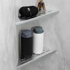 2-Pack 10" Wall Mounted Corner Shower Shelf - No Drilling Recessed Bathroom Shelves, Triangular Shower Caddy Organizer, Rustproof Stainless Steel Shower Shelves for Tiled Walls(Brushed)