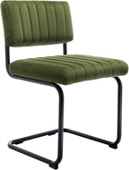 ONEVOG Mid Century Modern Dining Chairs Set of 2, Green Velvet Kitchen Chairs with Tufted Backs, Upholstered Wide Seat, Armless Cantilevered Chairs with Metal Legs for Kitchen Living Room
