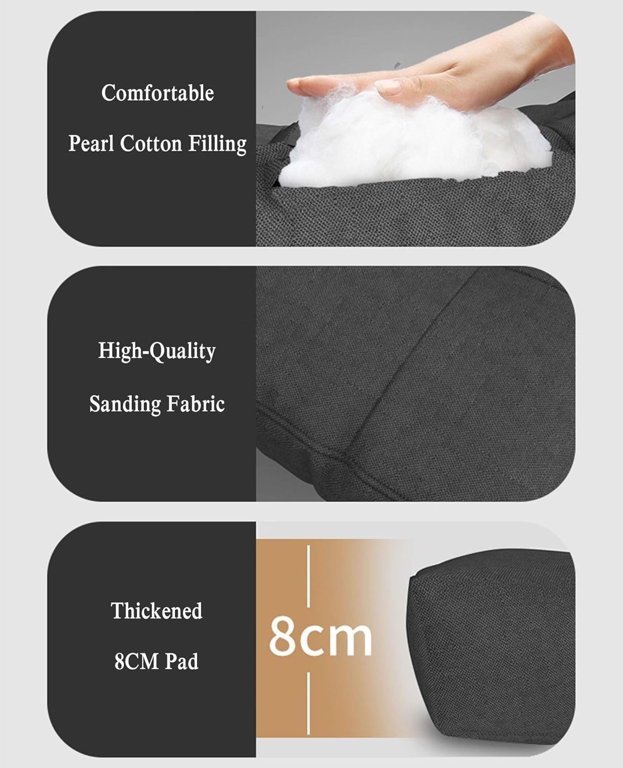 Padded Lounge Chair Wider Armrest Adjustable Portable Recliner with Head Support Bar Support