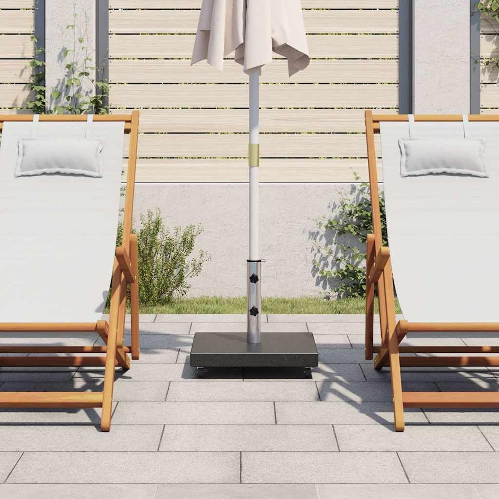Granite Parasol Base 66.1 lb Square Black Heavy Duty Umbrella Stand with 2 Locking Bolts, 1 Adapter for 1.5"/1.9" Poles, 4 Castors for Easy Movement