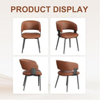 Modern Dining Chairs Set of 4, Faux Leather Upholstered Kitchen Chairs with Curved Back and Metal Legs, Mid Century Chairs for Dining Room, Breakfast Nook, or Café (Brown)
