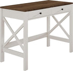 ChooChoo Farmhouse Desk 39" Computer Desk with Drawers, Small Study Writing Table with Stable X Frame for Home Office