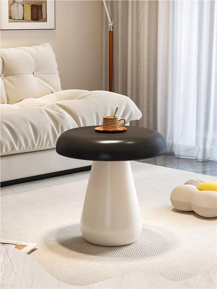Modern Mushroom Round Side Table - Stylish Wood End Table for Living Room, Be...