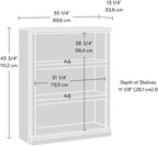 Sauder Miscellaneous Storage 3 Bookcase/Book Shelf, L: 35.28" x W: 13.23" x H: 43.78", Select Cherry finish