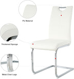 Goujxcy Dining Chairs Set of 4, Modern High Back Kitchen Chairs with Metal Legs and Faux Leather Padded Seat Upholstered Dining Chairs for Dining & Kitchen,Living Room (White&Silver, Set of 4)