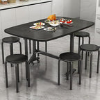 Multifunction Table Drop Leaf Dining Table - 47" Wooden Foldable Kitchen Table with 6 Wheels (Black)