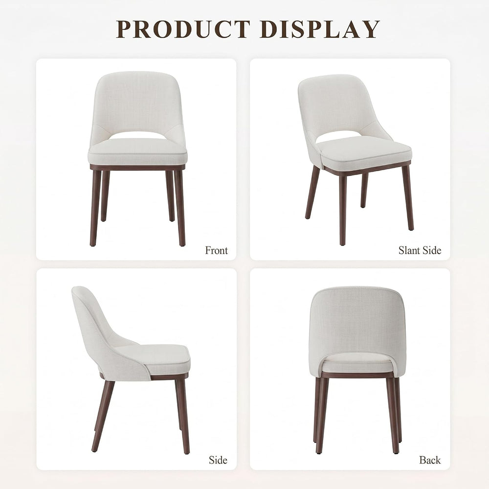 Modern Upholstered Chairs, Curved Open‑Back Fabric Kitchen Chairs(Set of 2)