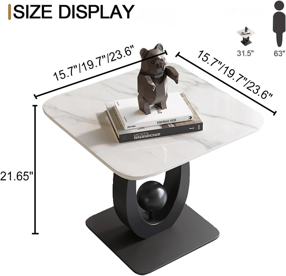 Modern Side Table with Sintered Stone Top, Small End Table with Open Storage ...