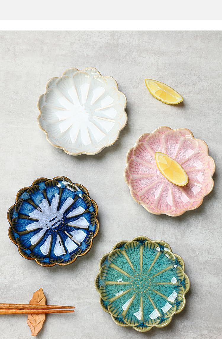 JAMEND CLXP Lotus Ring Holder Dish Small Indoor Ash Tray, Ceramic Dessert Plate Trinket Jewelry Holder Organizing Necklace Earrings for Parents Friends Sister, Blue. All Jewelries Are NOT Included.