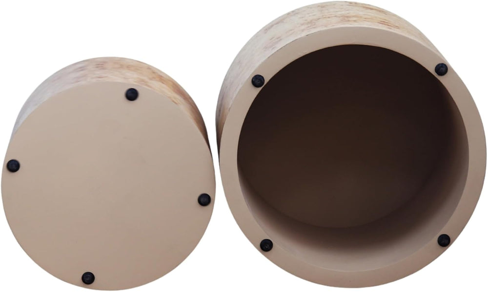 Round Burl Wood Nesting Coffee Table Set of 2, Farmhouse Side Tables | Set of...