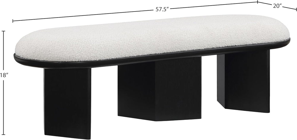 Meridian Furniture 22005Cream Wilshire Collection Art Deco Bench with Luxurio...