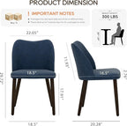 COLAMY Upholstered Dining Chairs Set of 4, Modern PU Leather Dining Room Kitchen Side Chair with Padded Seat and Wood Legs Restaurant/Cafe, Blue