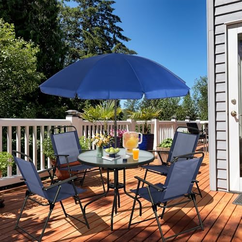 Vongrasig 6 Pieces Folding Patio Dining Set, All Weather Small Metal Outdoor ...