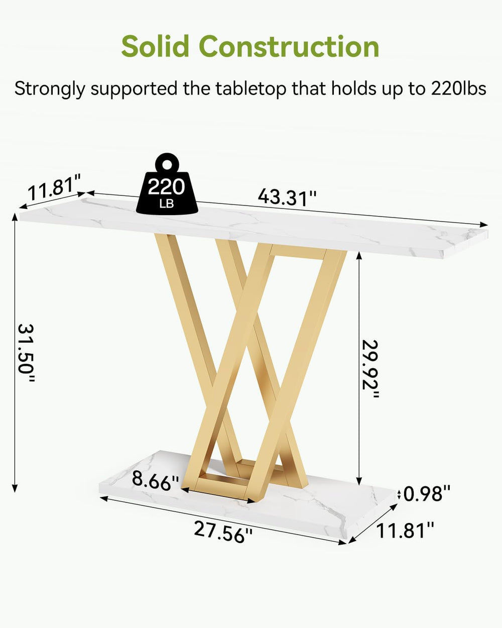 LITTLE TREE Console Table Hallway Table for Entryway 43 Inch Sofa Table Entry...