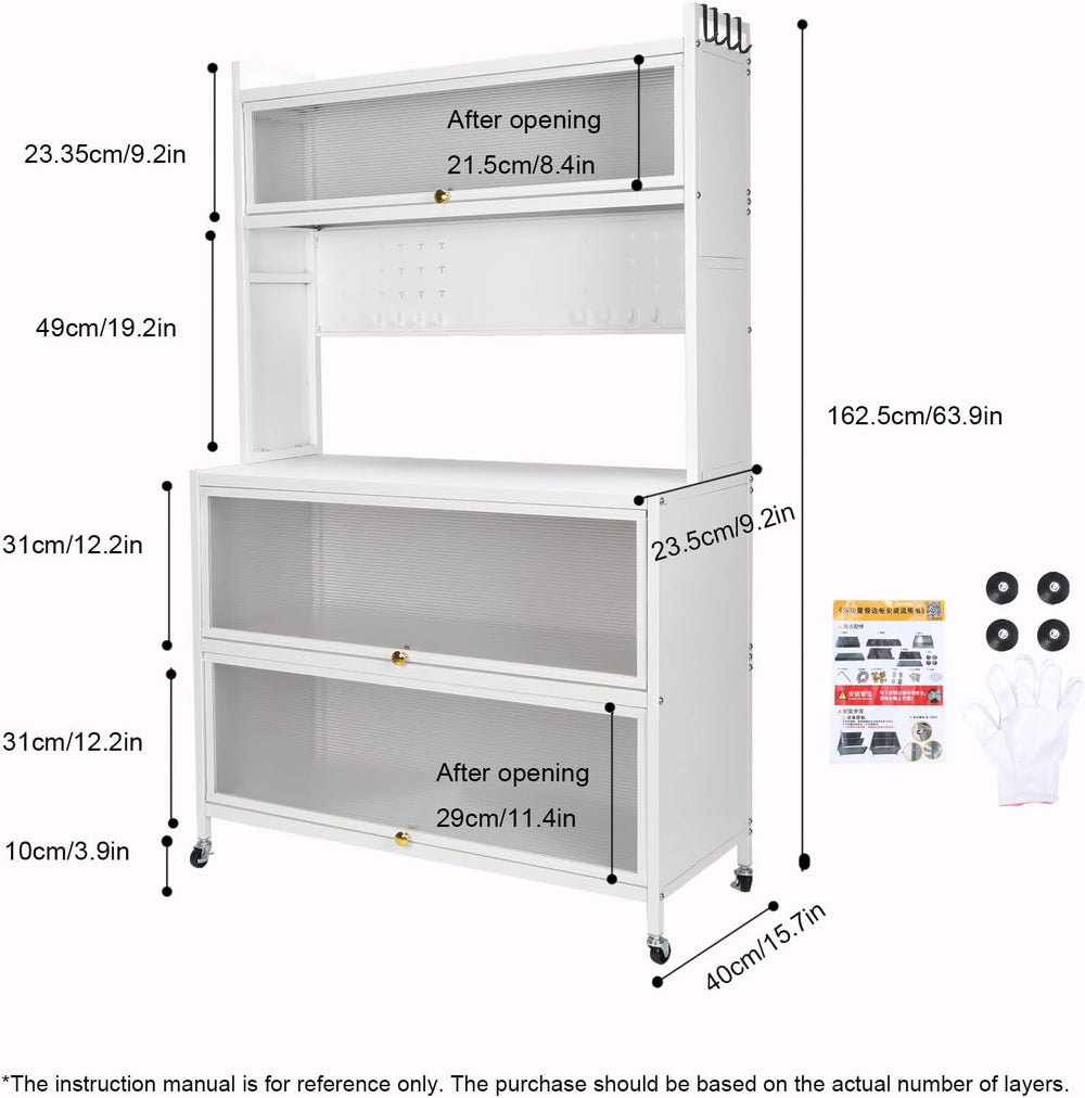 Kitchen Pantry Storage Cabinet with Shelf, Multi-Layer Metal Pantry Cabinet o...