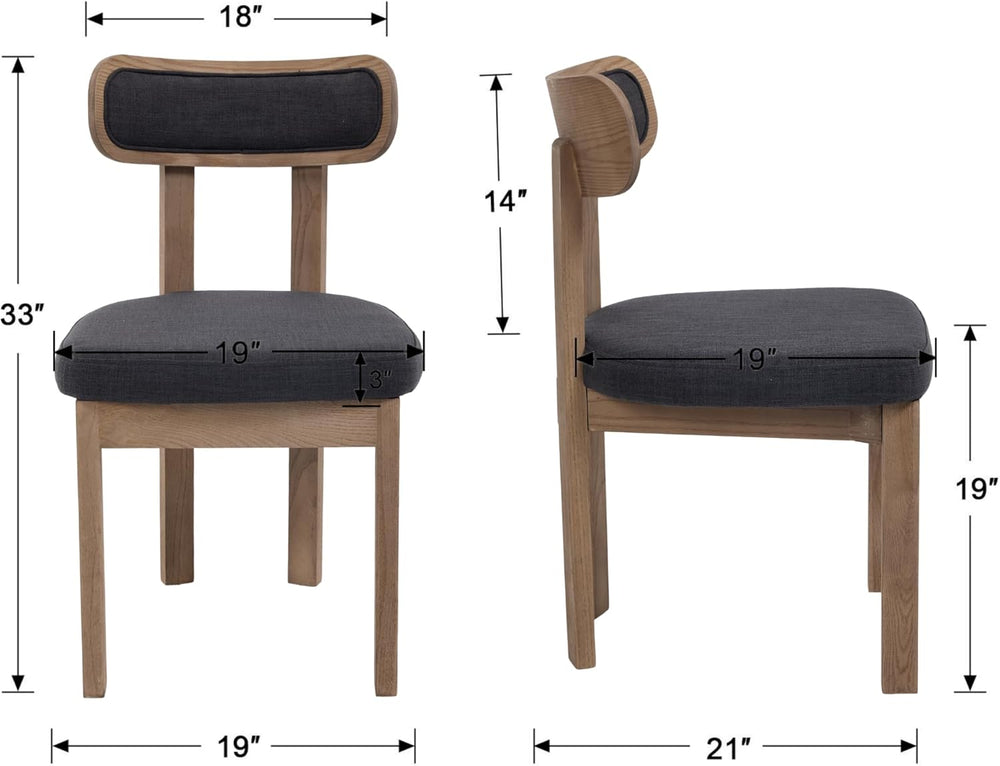 Linen Dining Chairs Set of 2, Mid Century Modern Upholstered Dining Room Chai...
