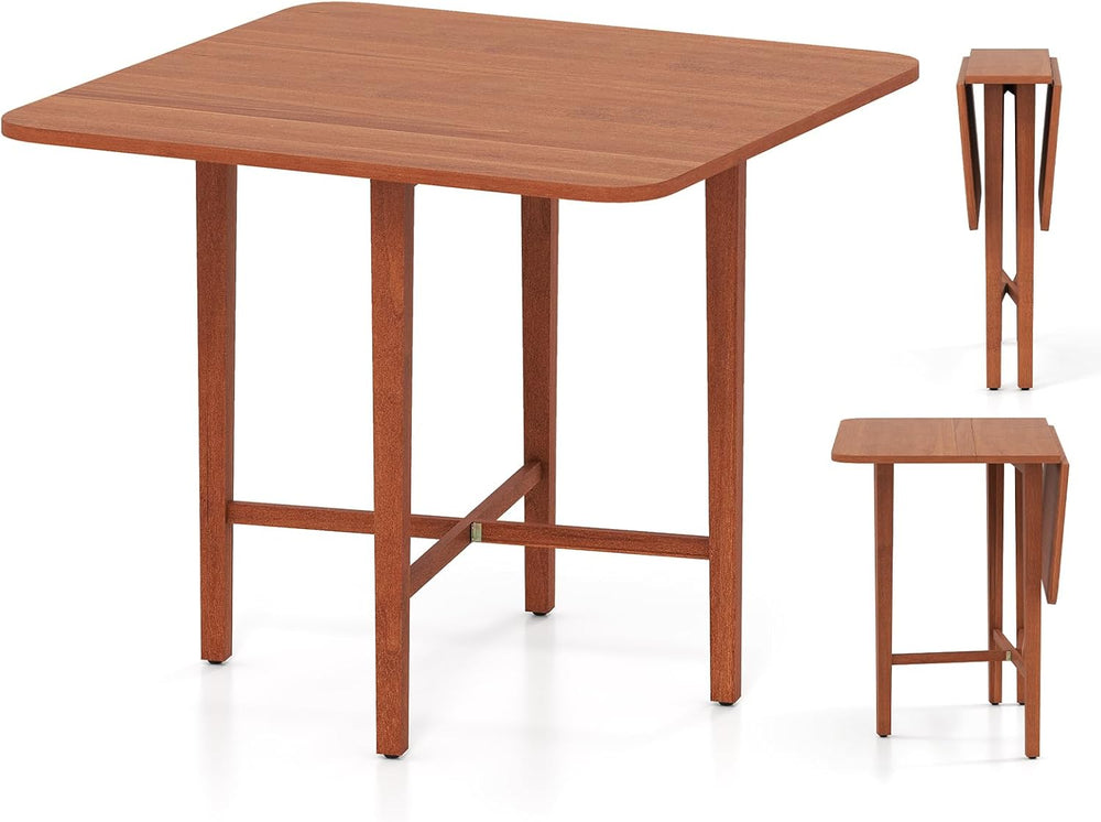 GOFLAME Square Drop Leaf Dining Table for 2-4 People, Folding Kitchen Table w...