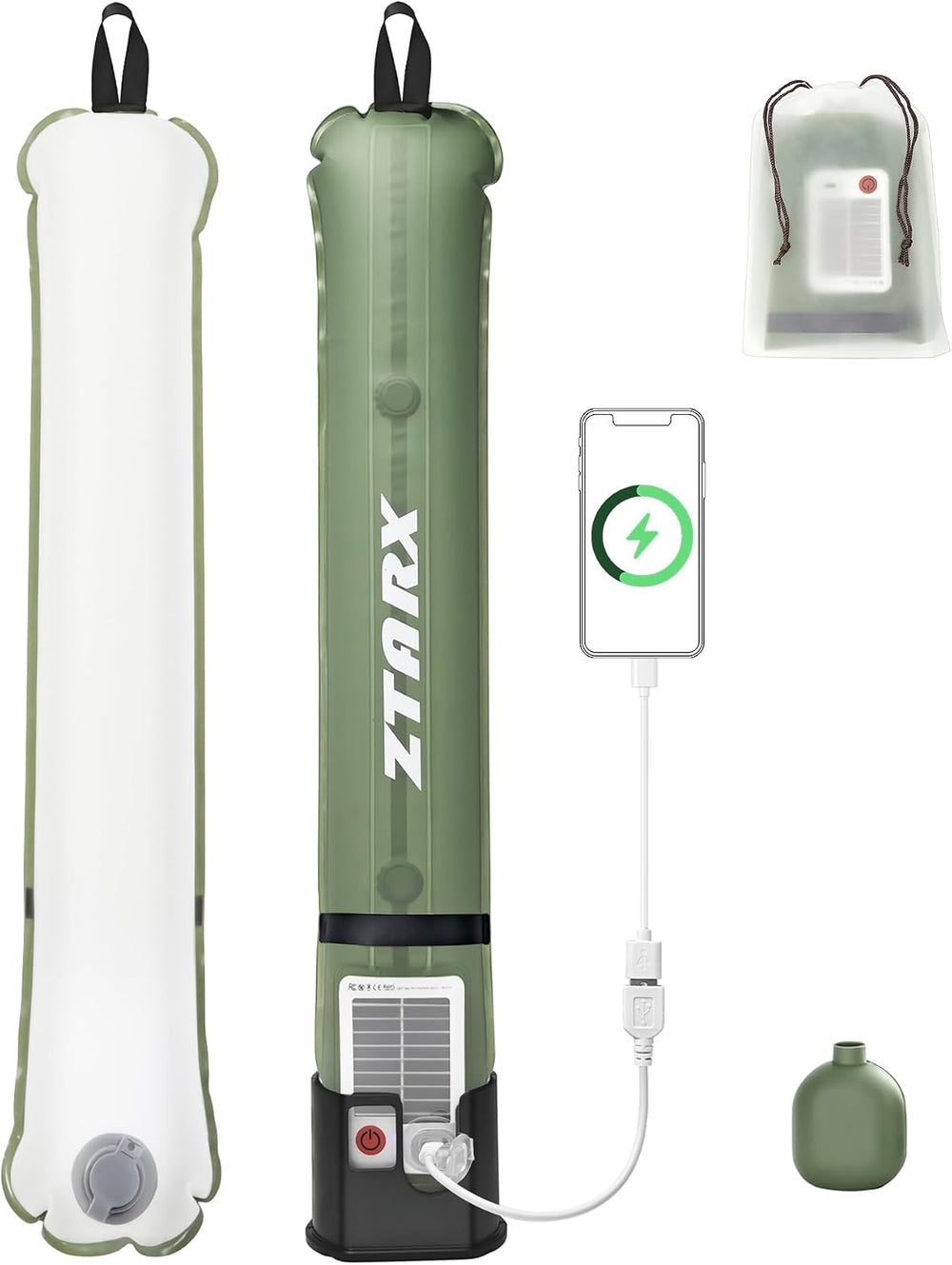 Inflatable Solar Camping Lantern, 23.6in LED Camping Light Tube