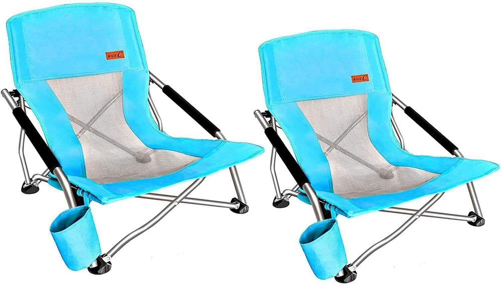 Nice C Low Beach Camping Folding Chair, River Sand Lake Chair (2 Pack Blue) |...