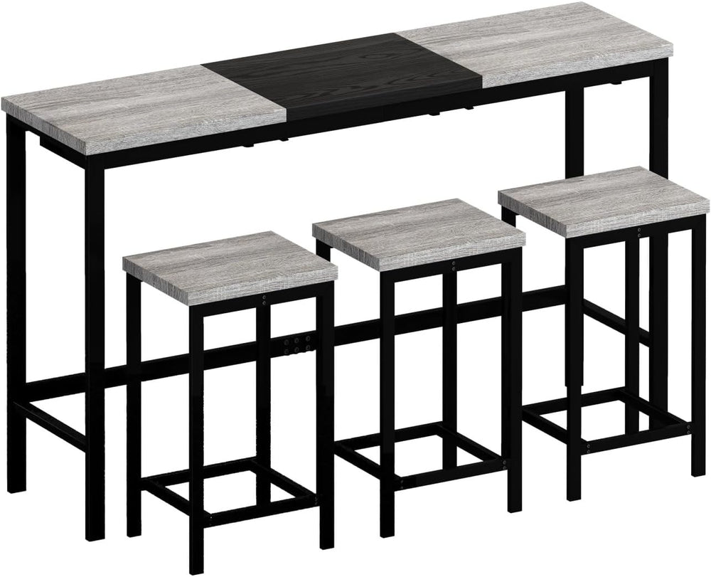 KEIKI 60.24” Long Bar High Top Dining Table and 3 Hanging Stools Chairs Set, ...