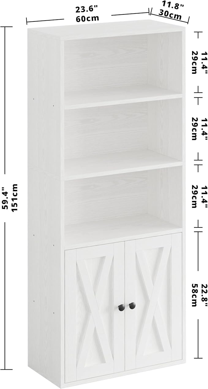 IRONCK Industrial Bookshelves and Bookcases with Doors 11.8 in Depth Floor St...