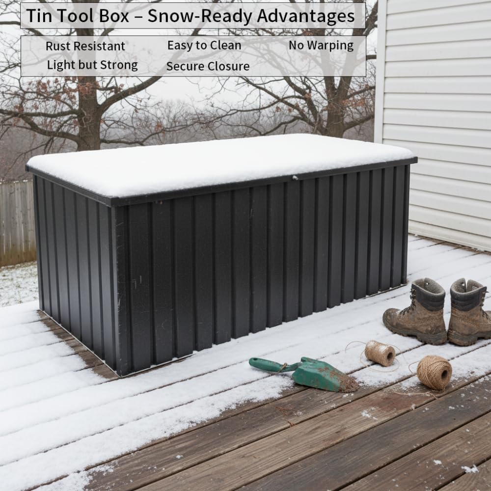 Metal Storage Box for Outdoors, Durable Large Capacity Organizer, Waterproof ...