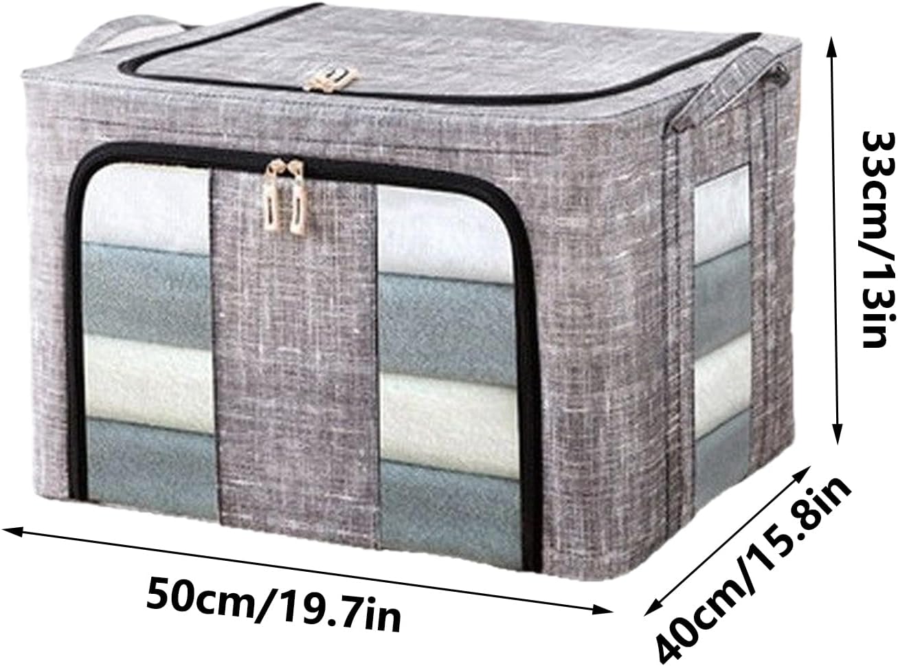 Storage Bins for Clothes - 66L with Clear Window Box - Large Clothes Storage Bins with Lids - for Bedroom Home Apartment Closet Fabric Bed Sheets Comforter Toys Garment Organization