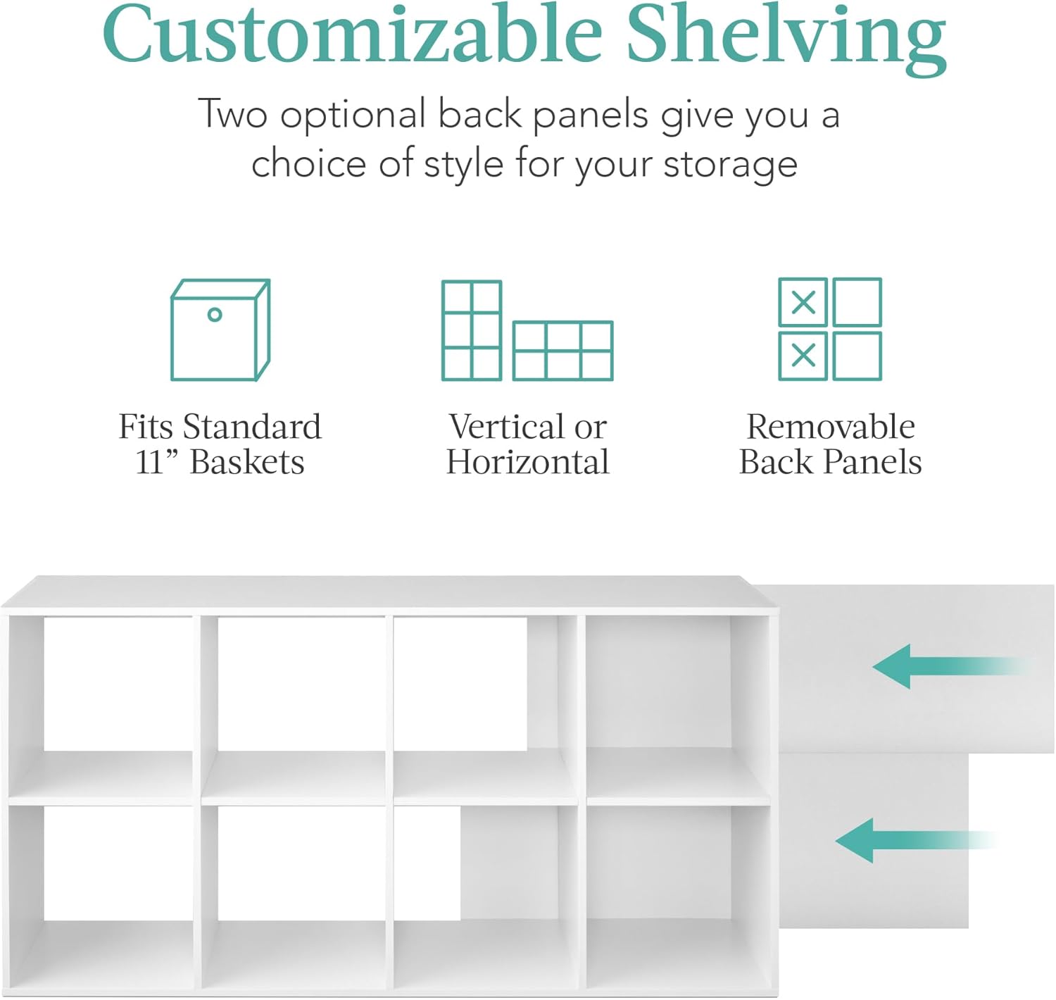 Best Choice Products 8-Cube Storage Organizer, 11in Shelf Opening, Bookcase, Display Shelf, Customizable w/ 3 Removable Back Panels – White
