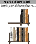Adjustable Desktop Bookshelf, Retro Tabletop Bookshelf, Desk Shelf for Top of Desk in Living Room, Home, Office, Perfect for Magazine, Books, Cookbooks, No Tools Required to Assemble, Dark Brown