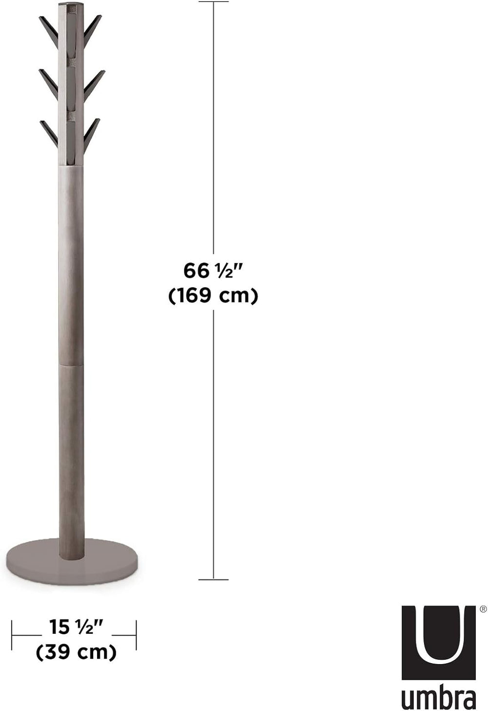 Umbra Flapper Coat Rack, Flip Down Clothing Rack, 9 Hooks, Grey