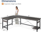 Coleshome 66" L Shaped Gaming Desk, Corner Computer Desk, Sturdy Home Office Computer Table, Writing Desk, Larger Gaming Desk Workstation, Grey Oak