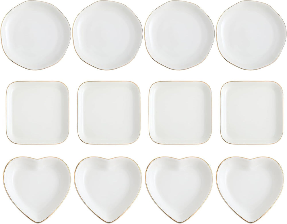 Shappy 12 Pcs Ceramic Jewelry Tray 4.5 in Ring Dish Bulk Decorative Trinket D...
