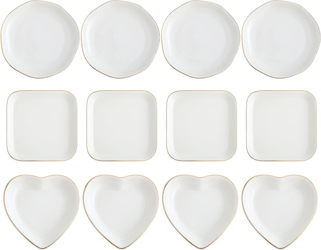 Shappy 12 Pcs Ceramic Jewelry Tray 4.5 in Ring Dish Bulk Decorative Trinket Dish for Bridal Shower Weddings Birthdays Gifts