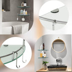 HouseMila Glass Shower Shelves - 3 Tier Corner Shelf with 3 Hangers, Drill Hole Glass Shelves for Bathroom Organizer