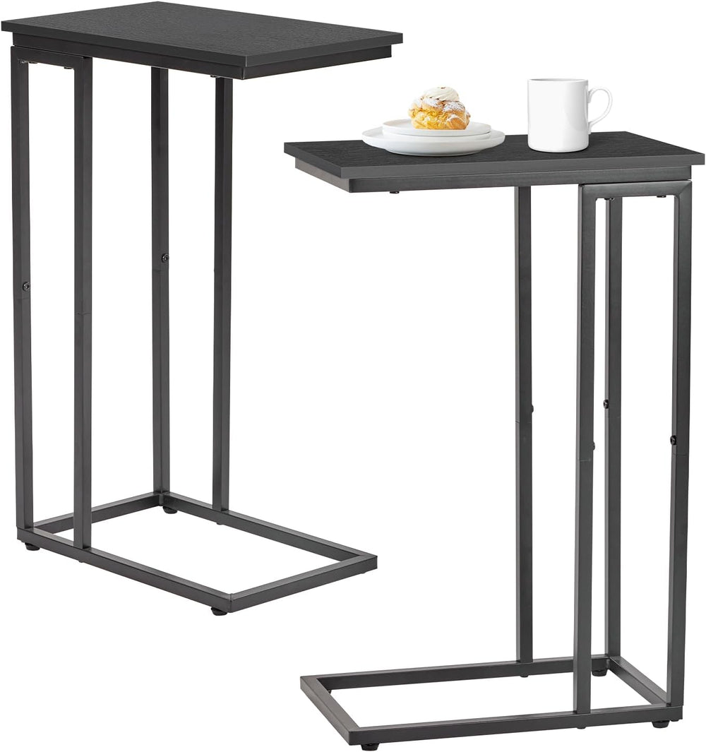 C-Shaped End Table, TV Tray Set of 2, Couch Side Laptop Desk, for Living Room...