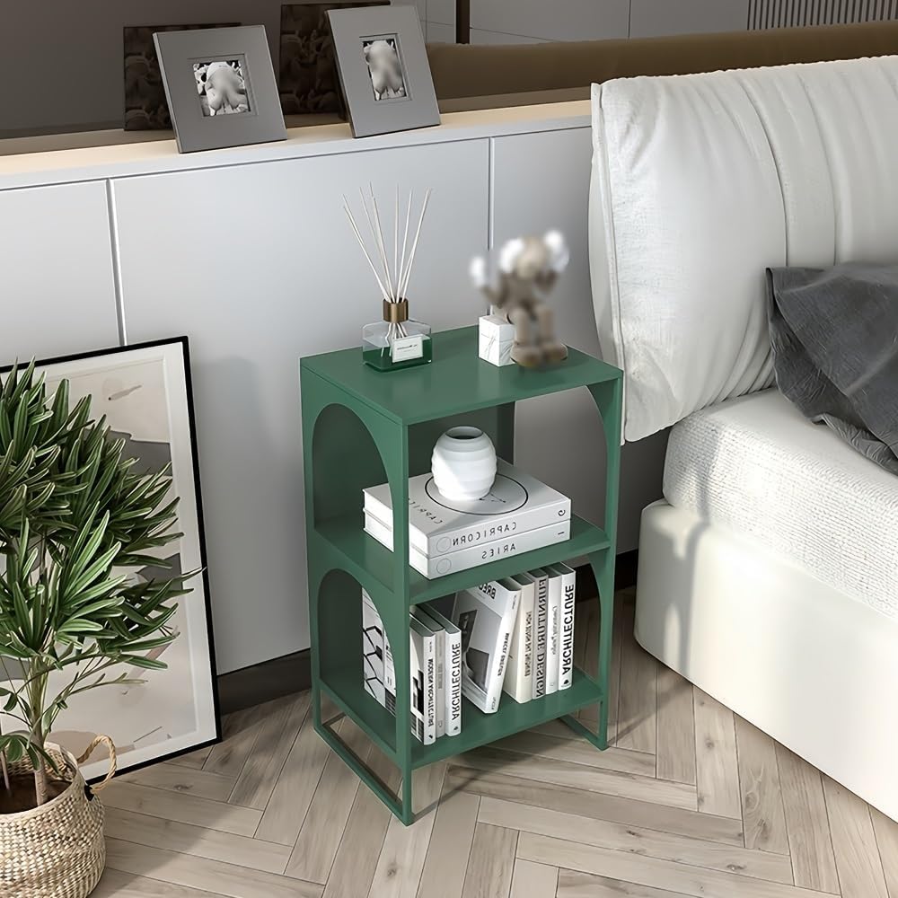 Metal Storage Rack 3-Tier Display Stand Side Table End Table Bookshelf Storag...