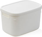 BINO | Plastic Storage Bins with Lids, 5.5 Liter - 3 Pack, White | THE TWILL COLLECTION | Plastic Bins for Organization | Woven Storage Baskets for Organizing | Pantry Shelf Organizer Basket Bin