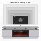 80" TV Stand & Entertainment Center, Media Console with Storage Cabinet, Fits TVs up to 90", Modern Living Room Furniture, 36" Electric Fireplace (Grey+Black)