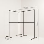 pamo Industrial Design garment rack - LAS EDGE 2.5 Black - freestanding Coat Rack for Walk-In Wardrobe Wall I Clothes Rack Made of Black Sturdy Pipes freestanding from Water Pipe