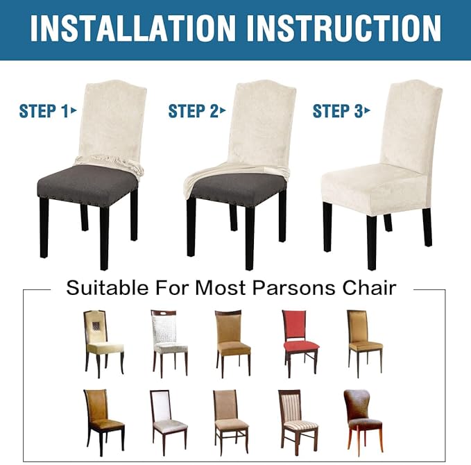 H.VERSAILTEX Velvet Dining Chair Covers Stretch Chair Covers for Dining Room ...