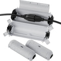 Flemoon [3 Pack] Outdoor Extension Cord Cover Waterproof, Weatherproof Electrical Connection Box for Straight Plug, Outlet, Socket, Halloween, Christmas Holiday Decoration String Light, Light Grey